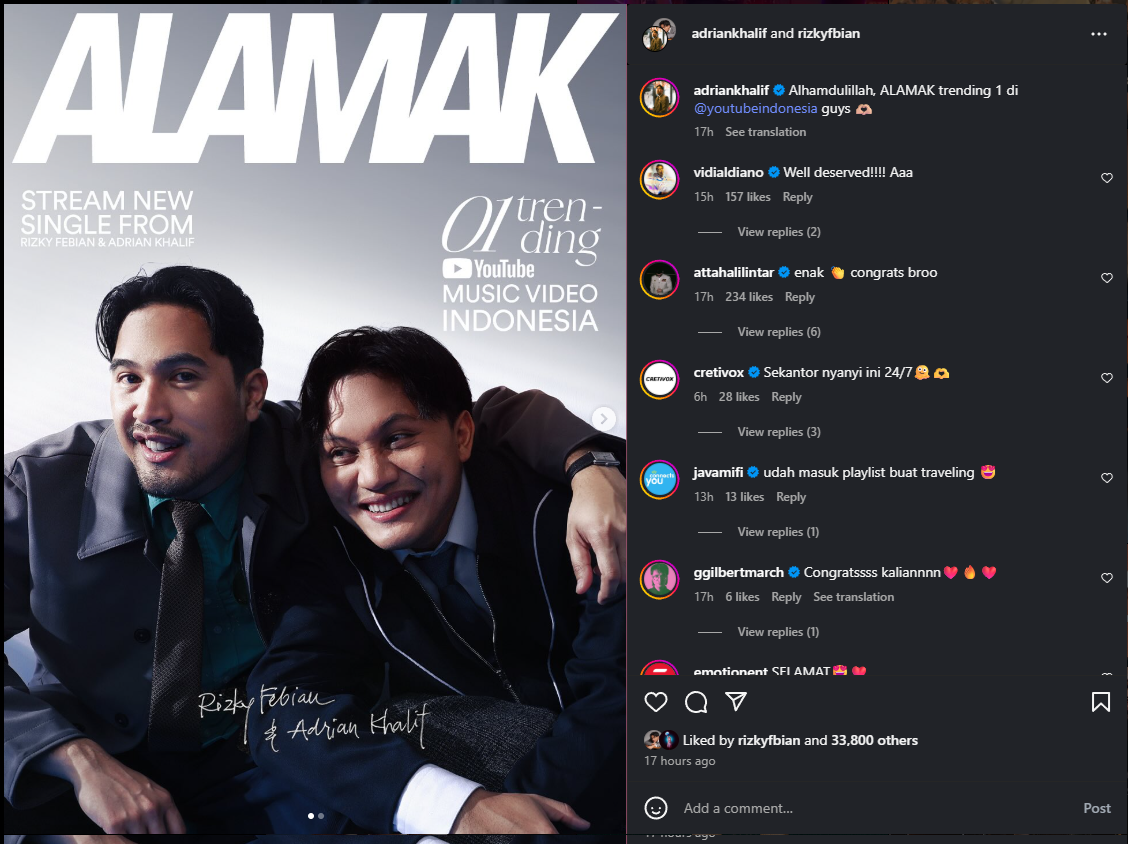 Lagu Alamak trending 1 YouTube